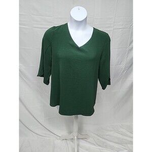 Kuotai Green Pleated Back Tunic Top Womens XL Casual or Business Wear